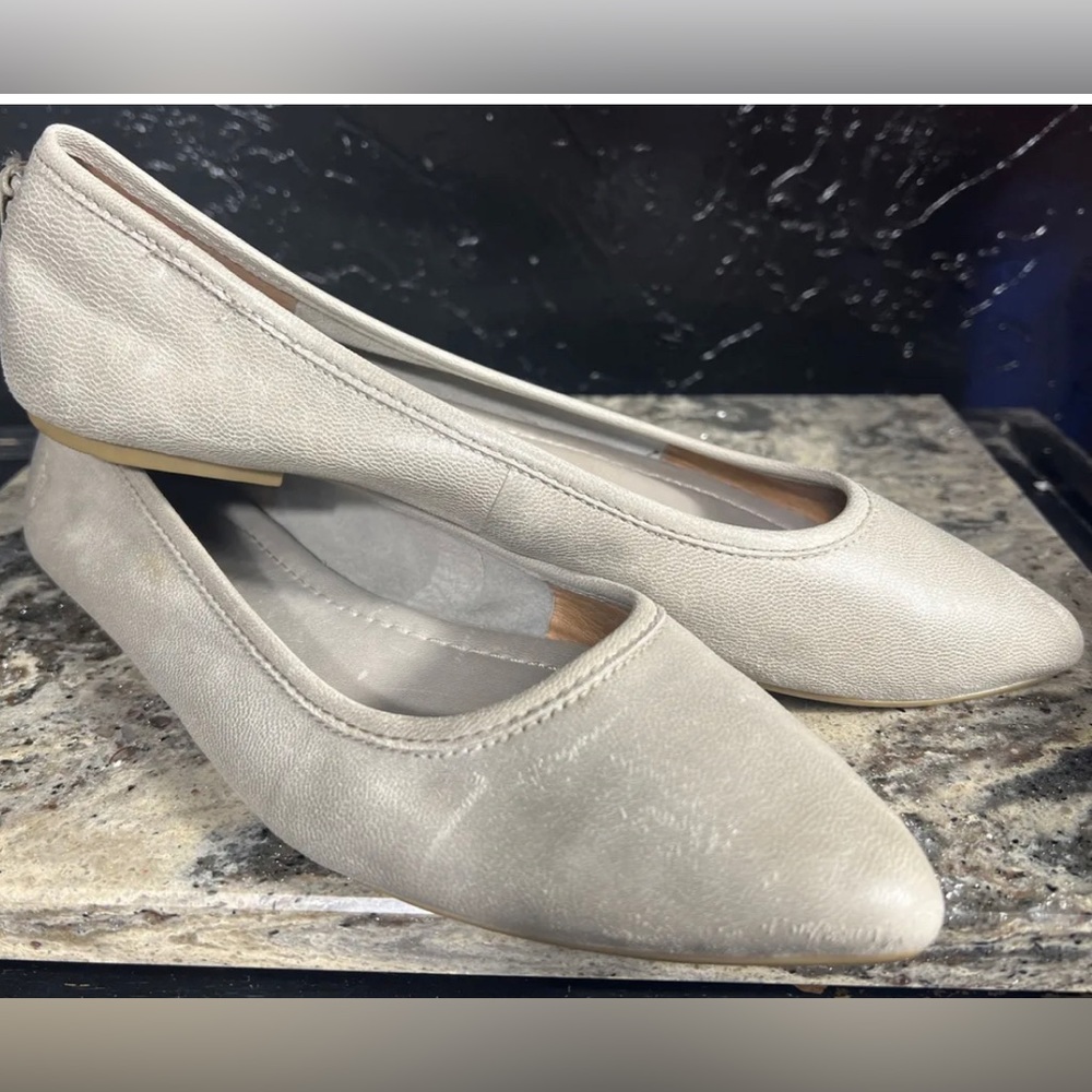 Frye Regina Ballet Flats Ash Gray Tan Women's Size 8.5 EUC leather